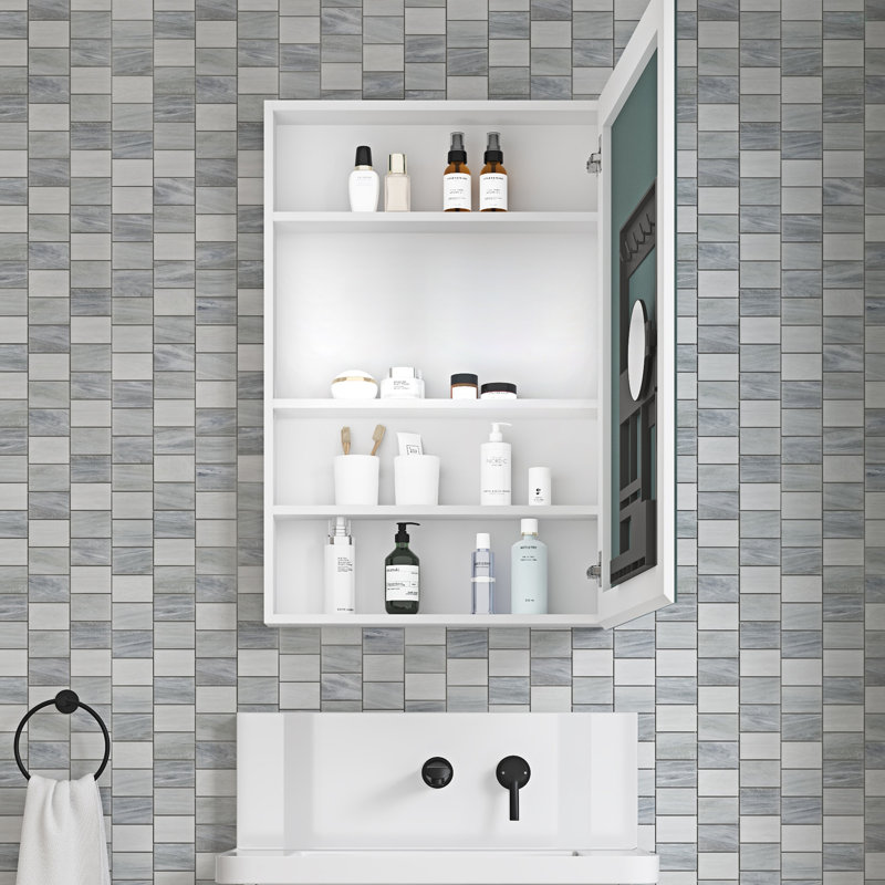 Armoire à pharmacie 24 po x l 36 po à surface sans miroir, avec bords biseautés et porte à ouverture droite