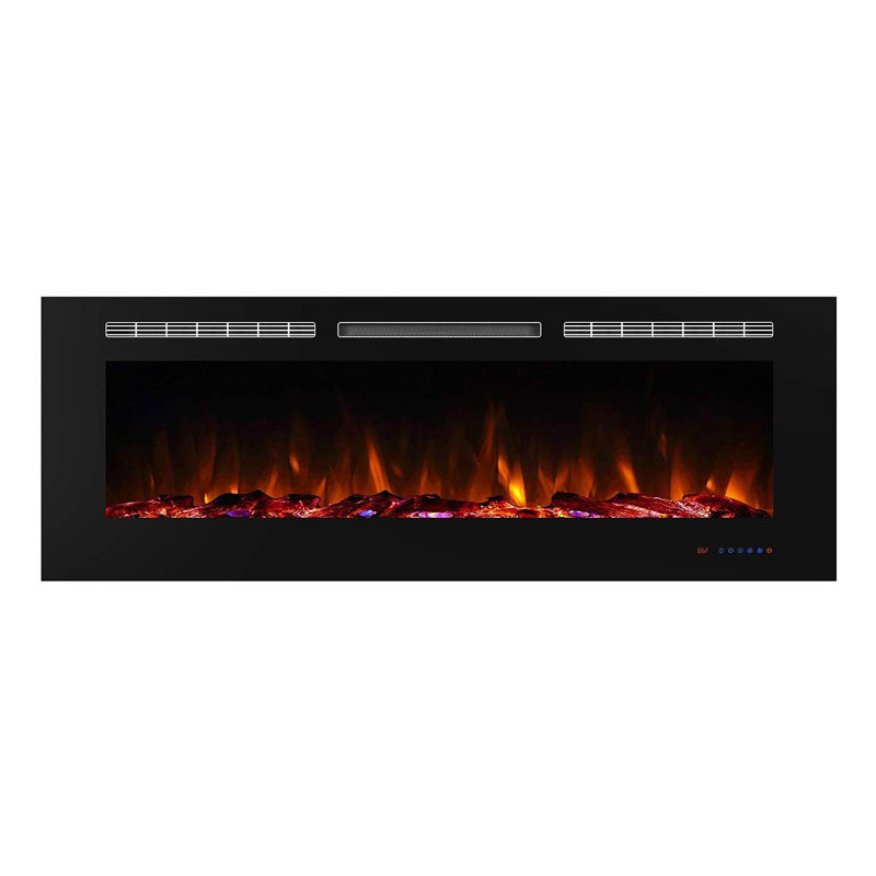 Akanke Black Electric Fireplace Insert, 21.65" H x 60" W x 5.51" D