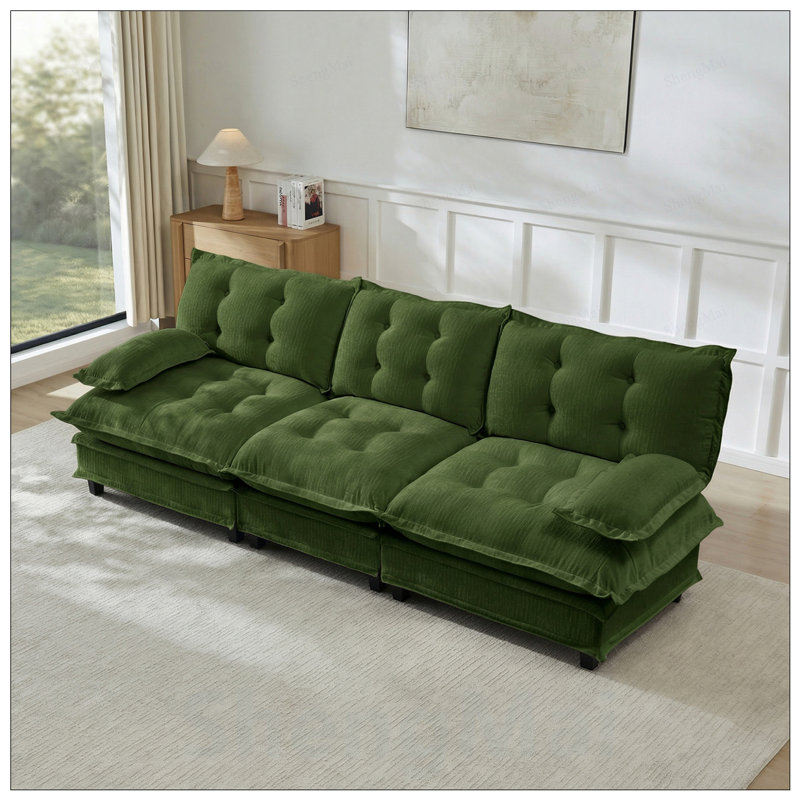 Canapé 3 places Cloud, canapé modulaire modulaire avec assise profonde, coussins décoratifs modernes en treillis et tissu chenille respirant