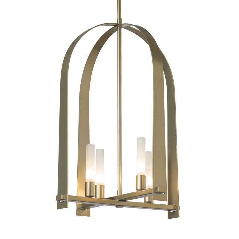 Triomphe 4 - Light Lantern Geometric Chandelier, Modern Brass