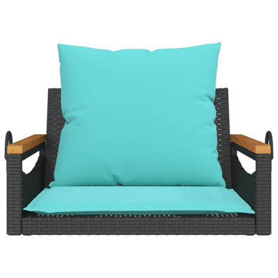 Banc pivotant en poly avec rotin 24,8 po x 24,4 po x 15,7 po Ebern Designs