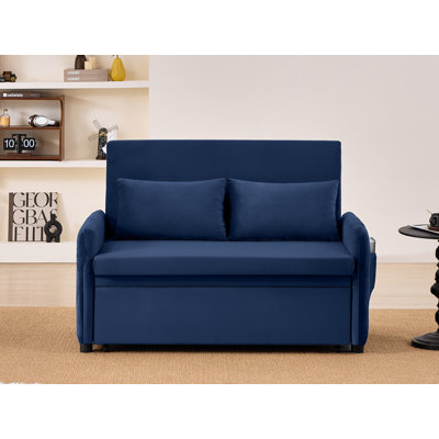 51" Velvet Convertible Pull-Out Sofa Bed