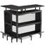 Unité de bar en forme de L de 36 po x 48 po avec repose-pieds - Armoire de coin moderne avec tablettes à 2 niveaux et supports en verre, mini table de bar industrielle noire pour la maison, la cuisine ou le pub