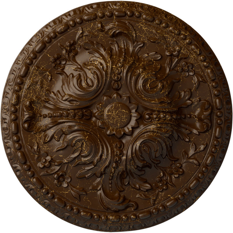 Endurathane Riley Ceiling Medallion, 18"OD x 3 1/2"ID x 1 1/2"P (Fits Canopies up to 4 5/8"), Hand-Painted Pale Gold Finish