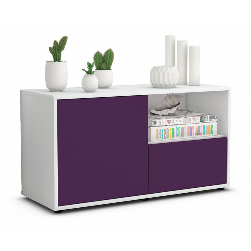 Sincere 92cm W 1 - Drawer Chest of Drawers, Purple / Matte White