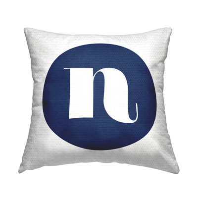 Blue Circle Letter Reversible Throw Pillow