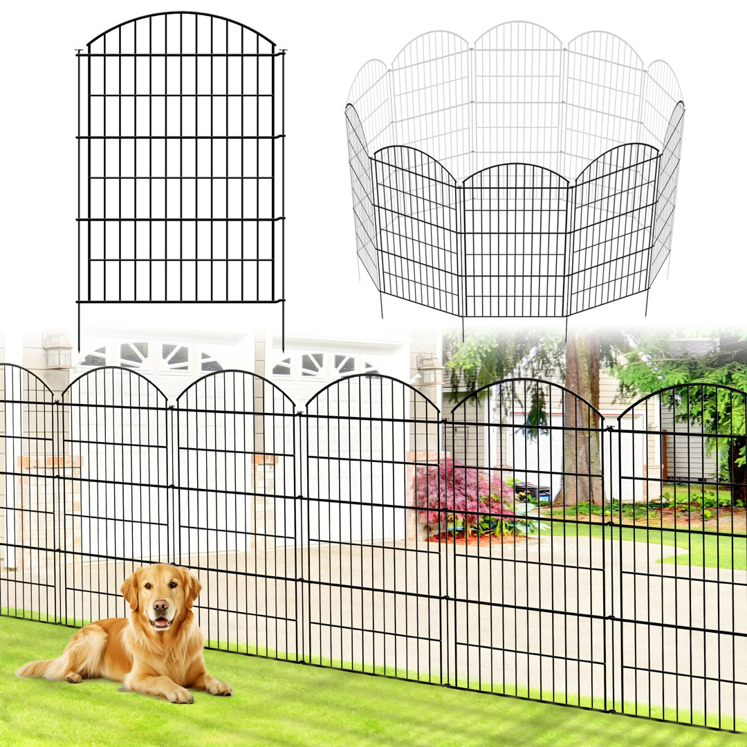 3.5m No Dig Metal Garden Fence – 5 Panels, Rustproof Dog & Animal Barrier for Yard, Patio & Flower Bed – Black