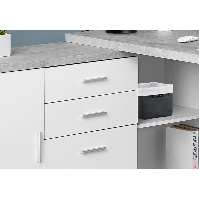 Computer Desk - 60"L, White, Left-Hand Facing