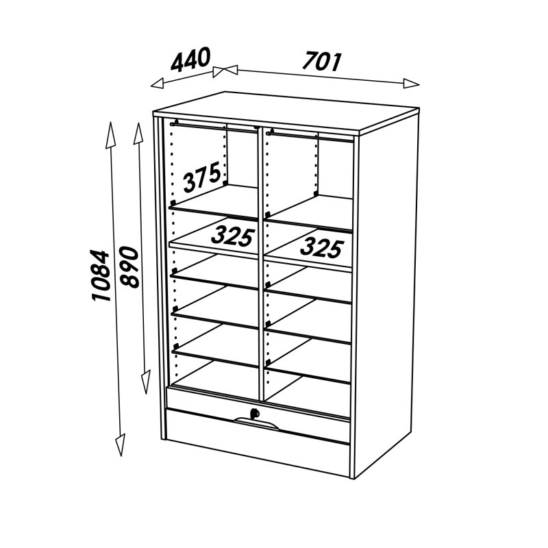 Cauley 1 -Door 12 -Shelf, Cherry