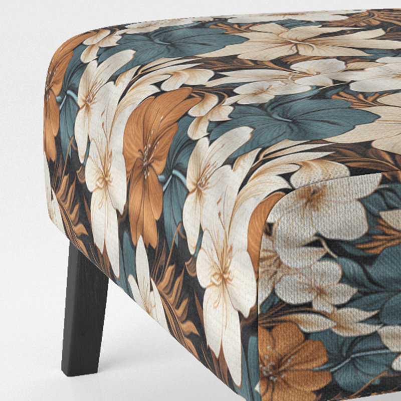 Fauteuil de chambre rembourré C, Serenity à motif tropical monochrome I