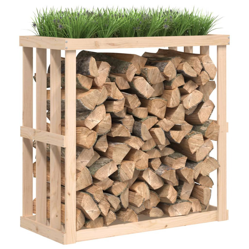 108cm W Solid Wood Log Rack, Beige