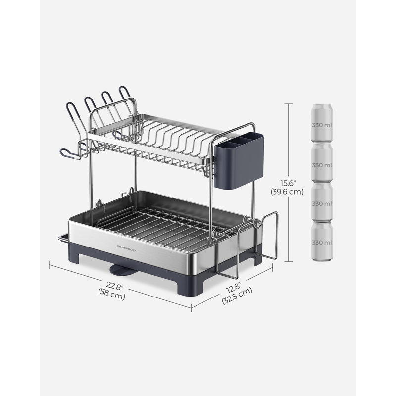 57.1x32x38.5cm Steel Dish Rack, Gray