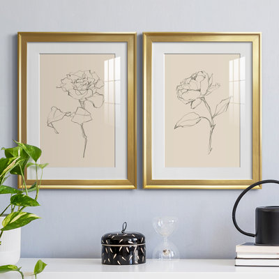 " Floral Contour Study I " 2 - Pieces