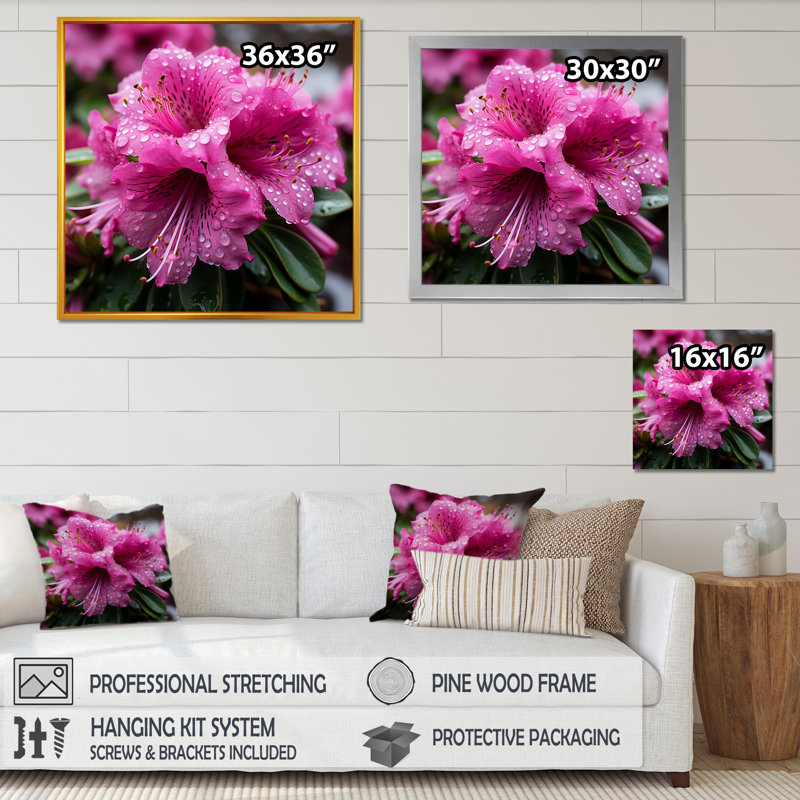 Beauté des rhododendrons mauves - art mural rhododendron, Toile tendue, H 36 po x l 36 po x P 1,5 po