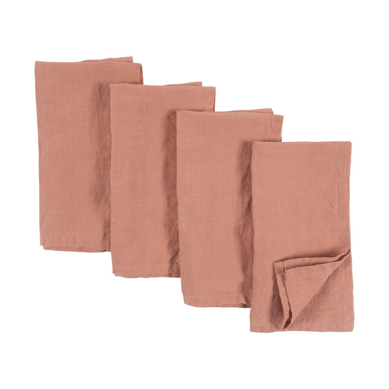 Serviette 100% lin lavé à la pierre Alvia, 20 po x 20 po, Rose