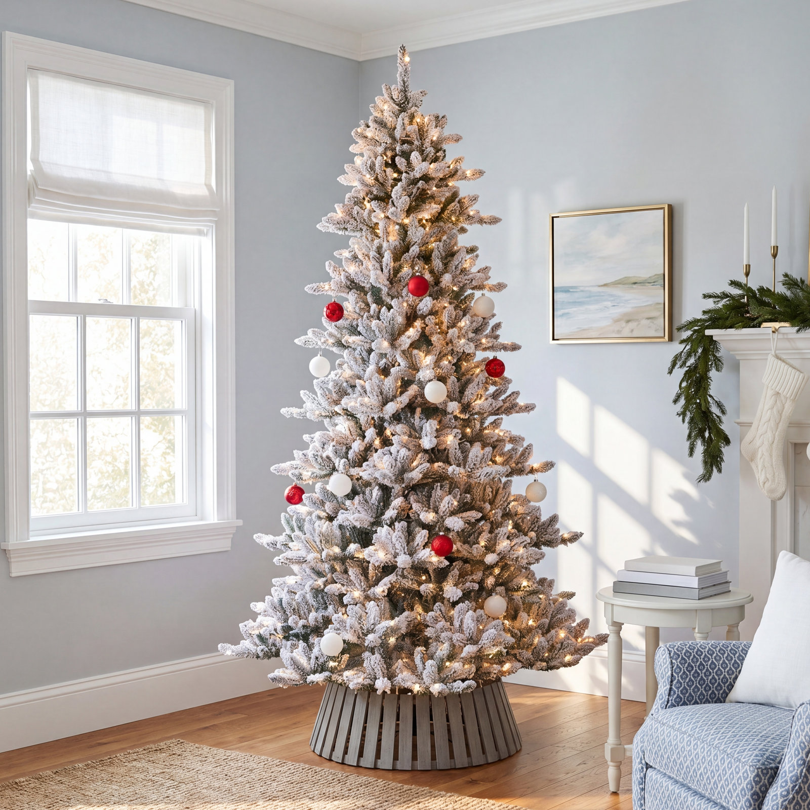 White Frosted 9' Pre-Lit Fir Christmas Tree