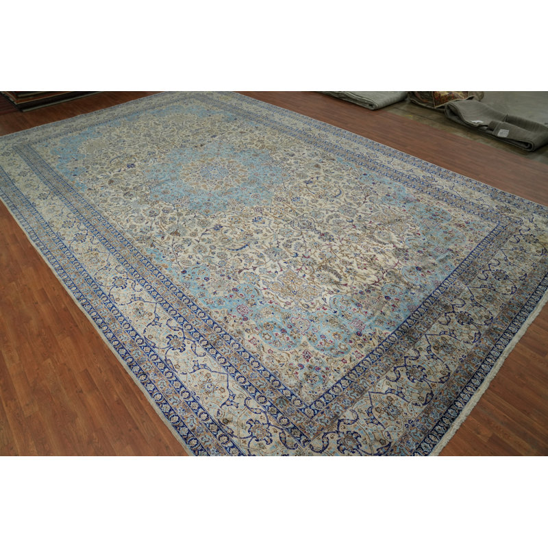 Tapis oriental antique à teinture végétale traditionnelle 13 x 21