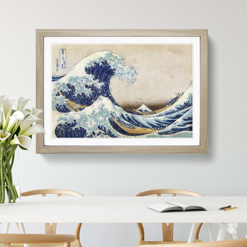A Great Wave of Kanagawa by Katsushika Hokusai - Picture Frame Painting Print, 36cm H x 48cm W x 2cm D, Oak Framed