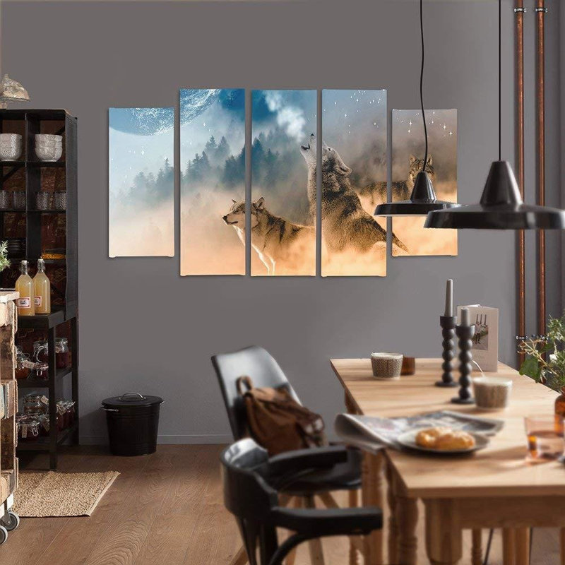 Foggy Forest Nature - 5 Piece No Frame Print on Canvas, 100cm H x 150cm W