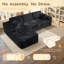 Canapé modulaire en velours côtelé Cloudelle moelleux avec méridienne en L, aucun assemblage requis-1581700255-1581700257