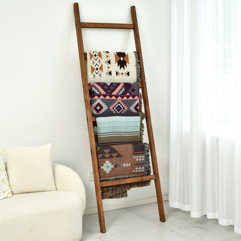 Gracie Oaks 6.4ft Wooden Blanket Ladder,24in Wide, Brown