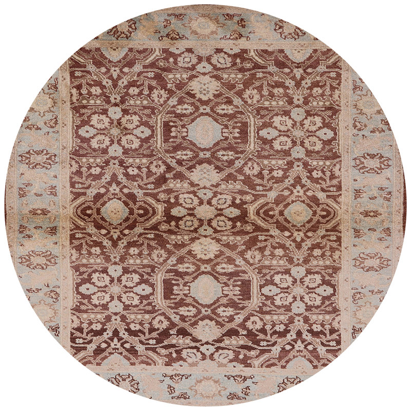 Tapis oriental brun / bleu clair Regin, Rond 8 pi