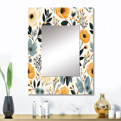 Portchester aquarelle fantaisie motif floral - miroir mural décoratif floral