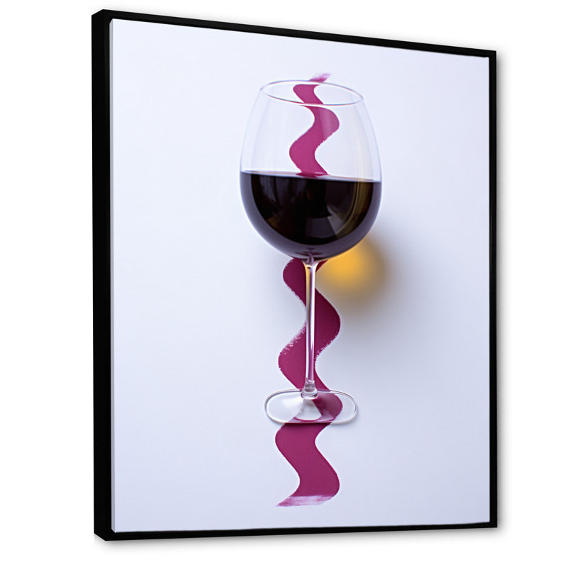 «Red Wine Glass», présentation sur toile, Cadre flottant noir, H 32 po x l 24 po x P 1 po