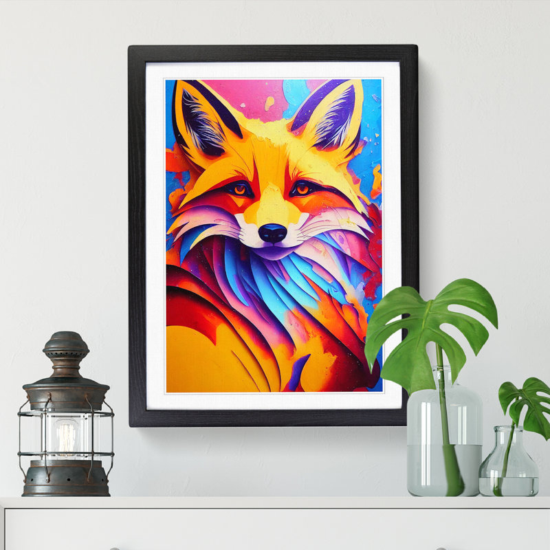 FRM-V0523-1031X Fox Pouring - Single Picture Frame Print, Black Framed, 64cm H x 46cm W x 2cm D