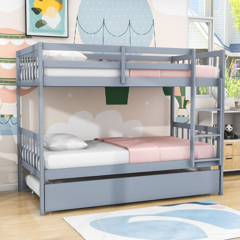 Lit superposé simple au-dessus d'un lit simple avec lit gigogne Gudveig de Harriet Bee, gris