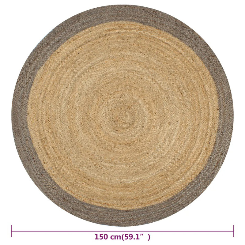 Charlotte Natural/Grey Rug, Round 150cm