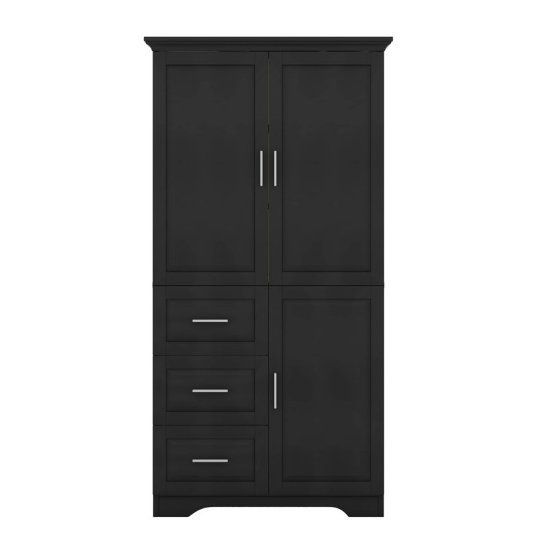 Armoire de rangement haute et large avec tiroirs, Noir