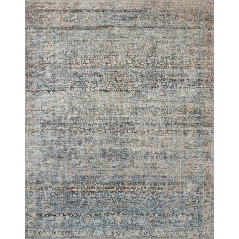 Denim and Blush Rectangular Synthetic Area Rug 42" x 66"