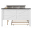 Lit de jour pleine grandeur en bois avec tablettes de rangement, dossier rembourré, USB et lit gigogne, blanc-1396984853