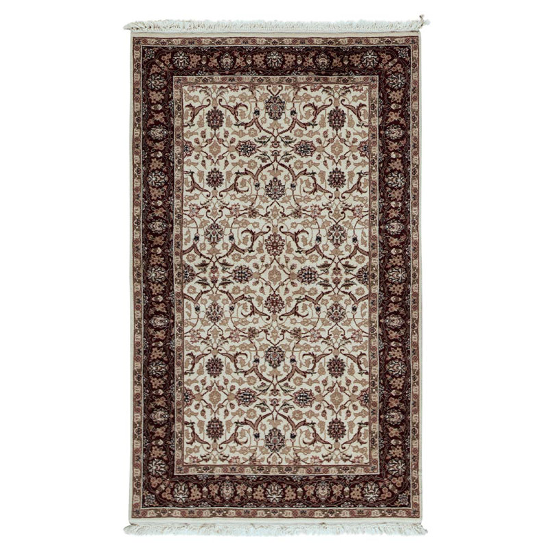 Tapis oriental beige / brun en laine noué à la main 3 pi x 5 pi Oriental