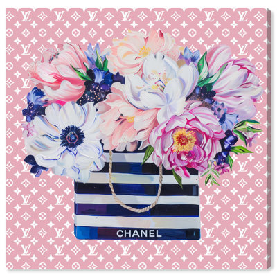 Lush Floral Shopping Bag Pink Canvas Glam Art Prints by Art Remedy