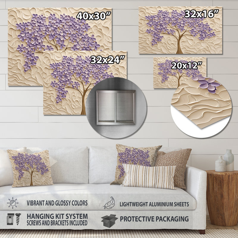 Mauve jacaranda mauve, rêves d'art mural, impression sur métal, 28" H x 60" W x 0.84" D