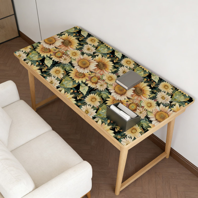 Papier peint auto-adhésif à motif de tournesol, adhésif et rétro floral