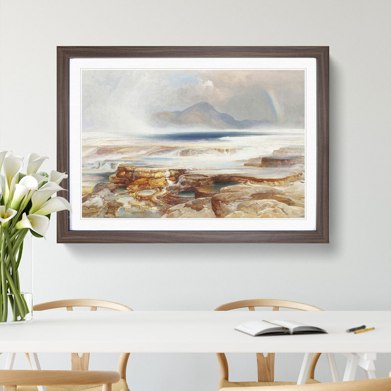 Hot Springs of the Yellowstone by Thomas Moran - Picture Frame Painting, Walnut Framed, 27cm H x 36cm W x 2cm D