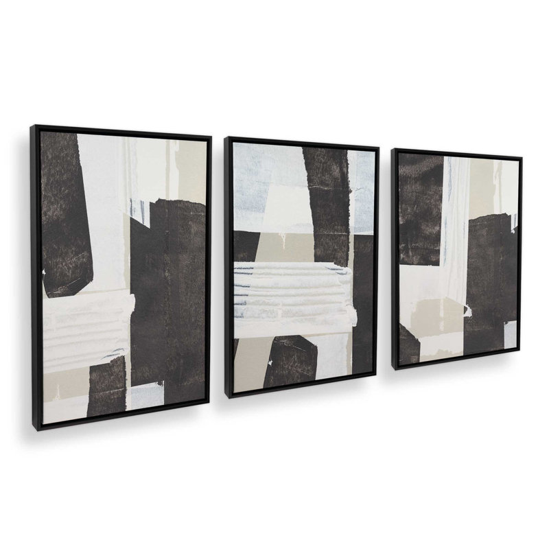 Ensemble de 3 éclats de contraste, H 19 po x l 39 po, Cadre flottant noir satiné