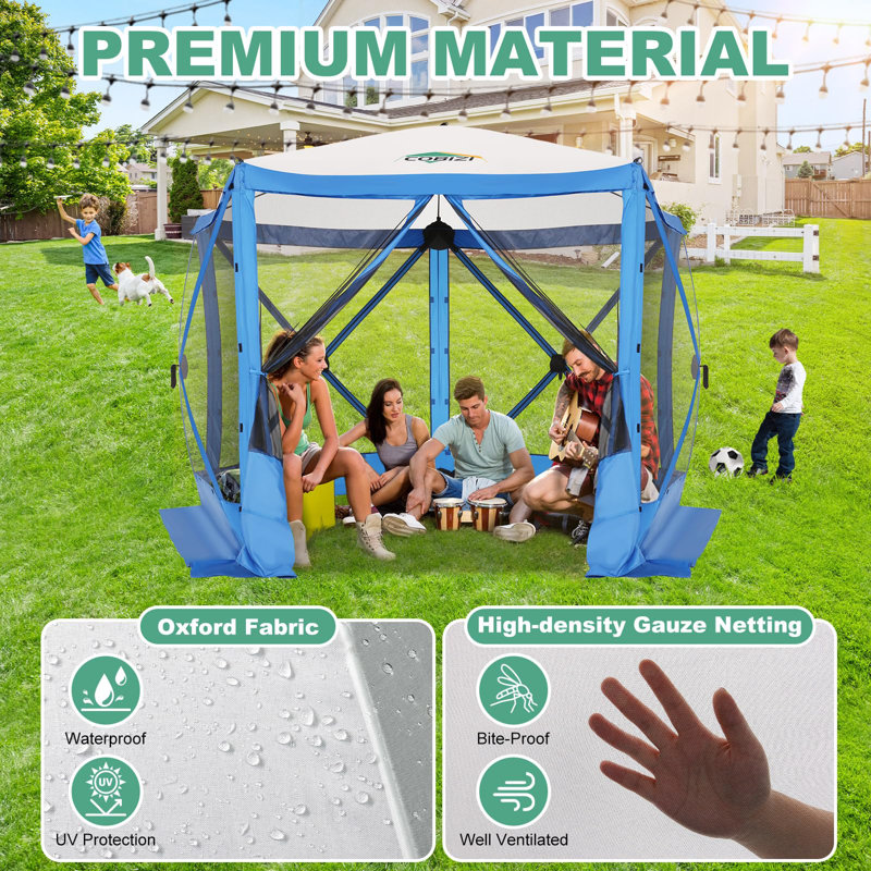 Pop Up Gazebo Screen Tent Screen House for Camping, Blue