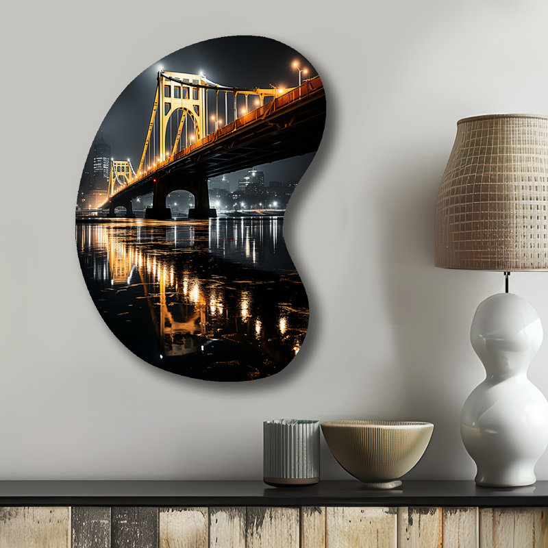 «Pittsburgh Beautiful Cityscape At Night - Unique Shape Pittsburgh», reproduction d'art murale en métal Freeform