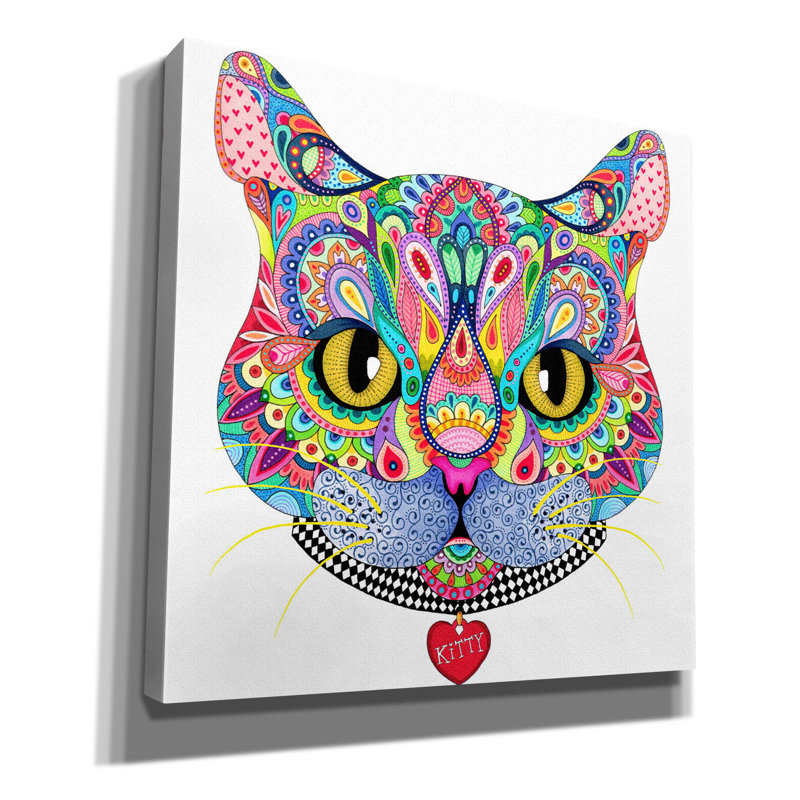 «Kaleidoscope Kitty» par Hello Angel, art mural sur toile, H 26 po x l 26 po x P 1,5 po