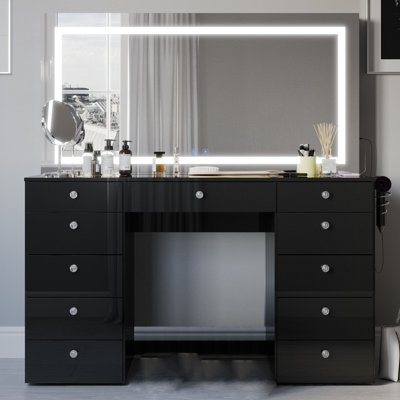 Amelia Premium Vanity Table With Bluetooth Speakers And 11 Spacious Drawers
