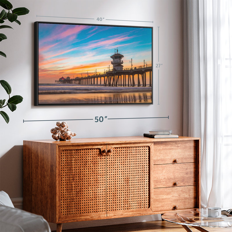 «Daley California Beach Dock At Sunset», reproduction sur toile, H 27 po x l 40 po