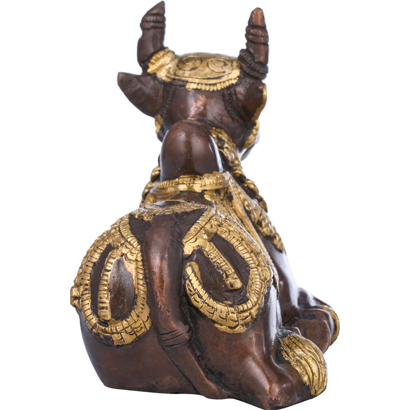 Figurine Nandi - Le véhicule du dieu Shiva, Brun / or
