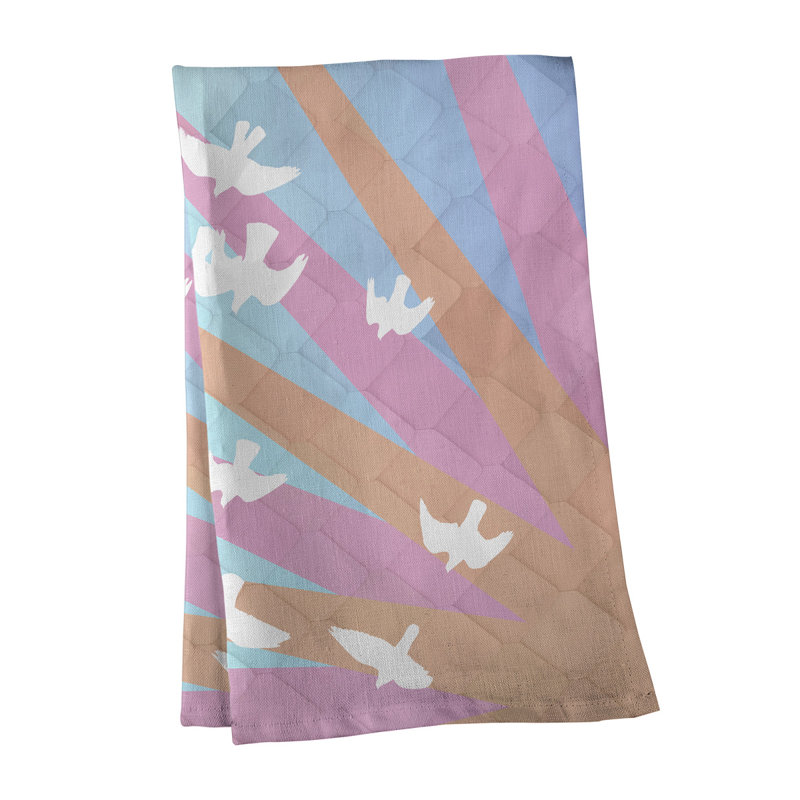 Tea Towel Kitchen Towel, Poly Twill, Brown/Light Blue
