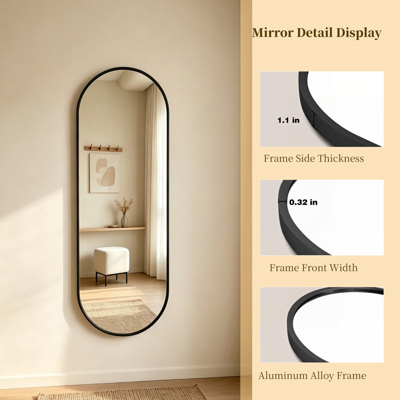 Oval Full Length Wall Mirror, 48" H x 16" W