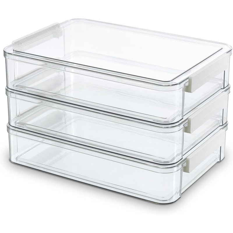 3 PCS 8.5 x 11 Plastic Storage Bins with Lids and Latches, Portable Project Case for Drawers