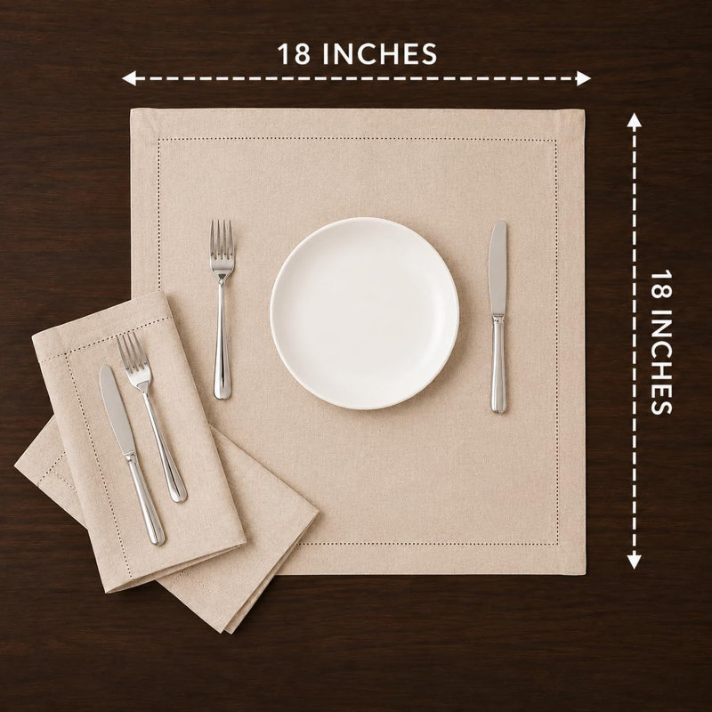Serviettes de table en lin et coton naturel, ensemble de 48, 45,7 x 45,7 cm